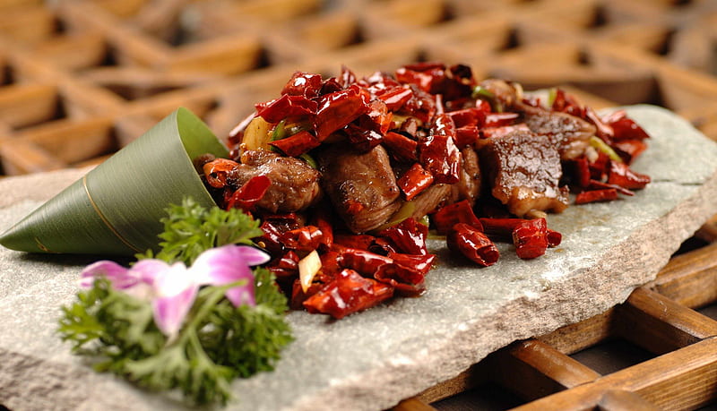 Karaiya Beef China, beef, food, china, spicy, pepper, karaiya, abstract, Hot, HD wallpaper