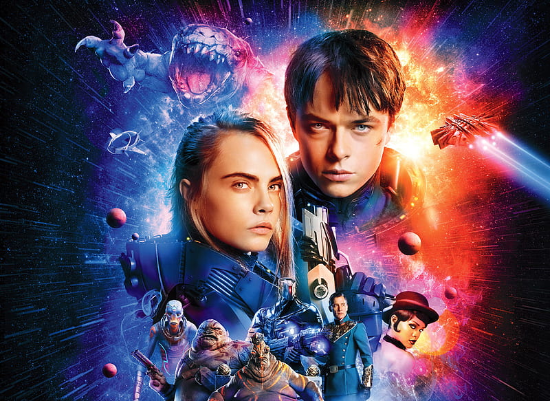 Valerian And Laureline In Valerian And The City Of A Thousand Planets 2017 , valerian-and-the-city-of-a-thousand-planets, 2017-movies, movies, cara-delevingne, HD wallpaper