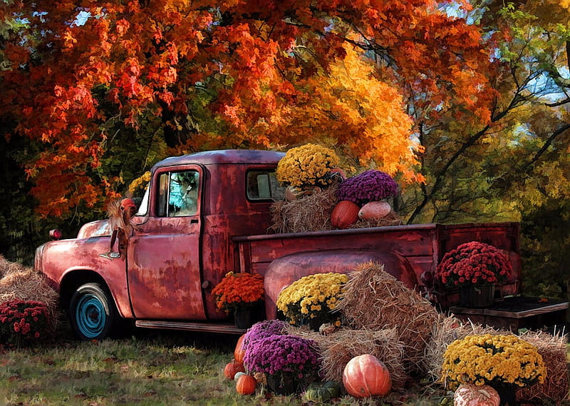 Autumn In Kentucky, Other, Kentucky, Truck, Autumn, Nature, HD wallpaper