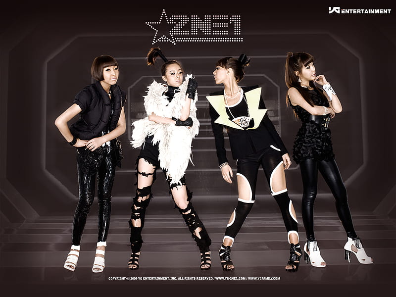 2NE1 black, dara, bom, minji, cl, HD wallpaper