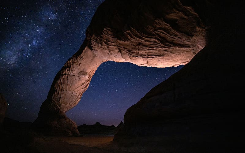 Stone Arch Starry sky AlUla Saudi Arabia, HD wallpaper