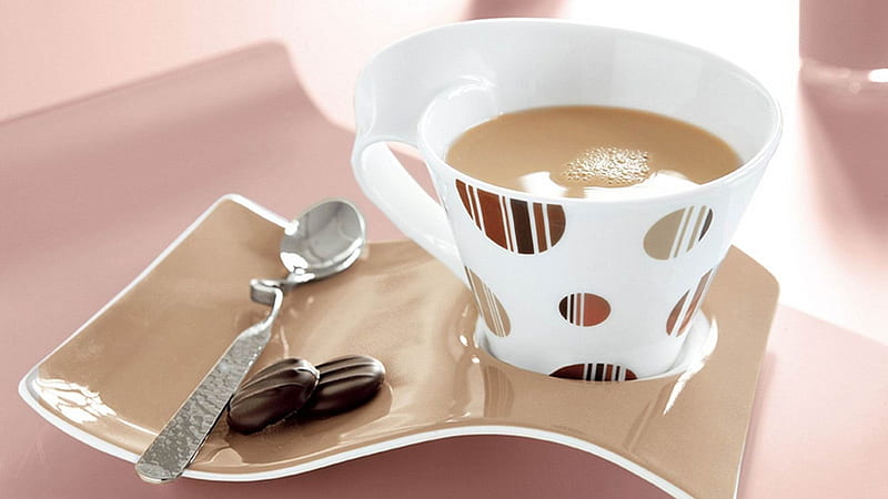 coffee cup plate spoon cookies-food drinks, HD wallpaper