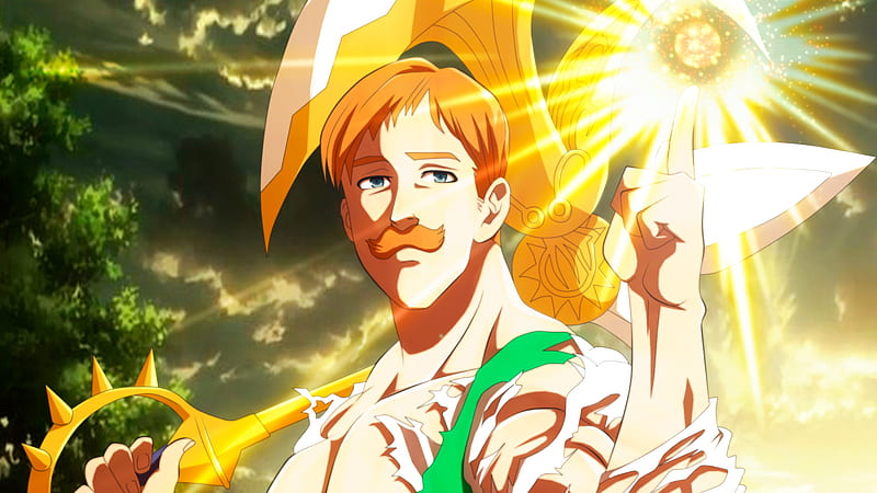Escanor With Axe In Background Of Tree Sunbeam And Clouds The Seven Deadly Sins, HD wallpaper