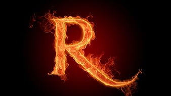 R Letter With Fire Fire, HD wallpaper