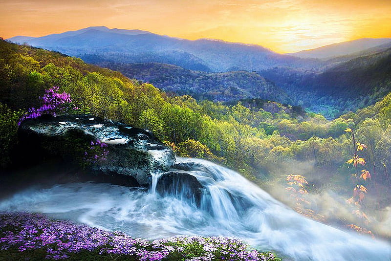 High Mountain Cascades, colors, river, sky, landscape, waterfall, HD  wallpaper | Peakpx
