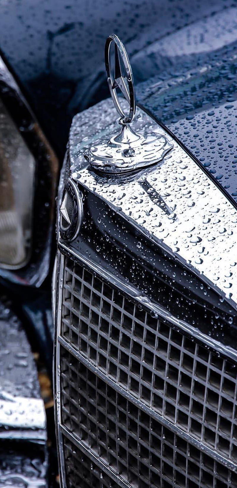 Mercedes Benz Class, classic, logo, rain, HD phone wallpaper