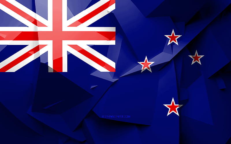 Flag of New Zealand, geometric art, Oceanian countries, New Zealand flag, creative, New Zealand, Oceania, New Zealand 3D flag, national symbols, HD wallpaper