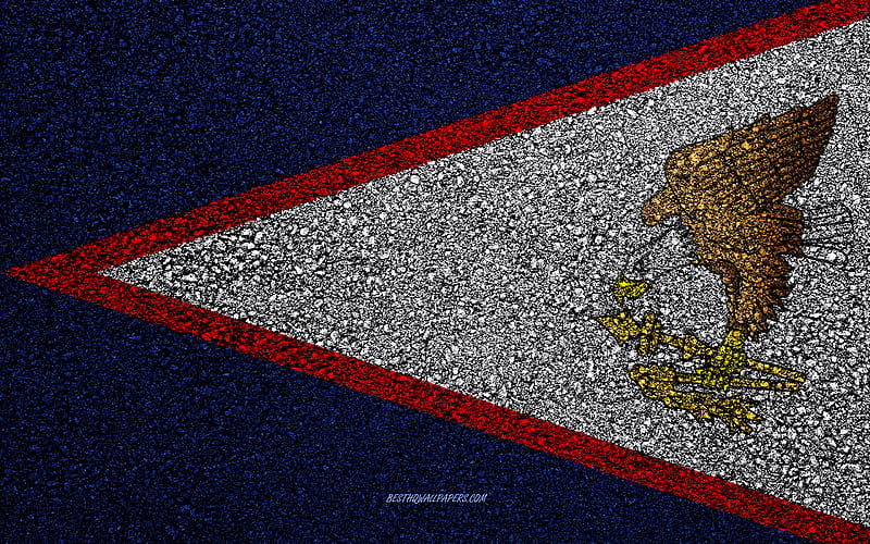 Flag of American Samoa, asphalt texture, flag on asphalt, American Samoa flag, Oceania, American Samoa, flags of Oceania countries, HD wallpaper