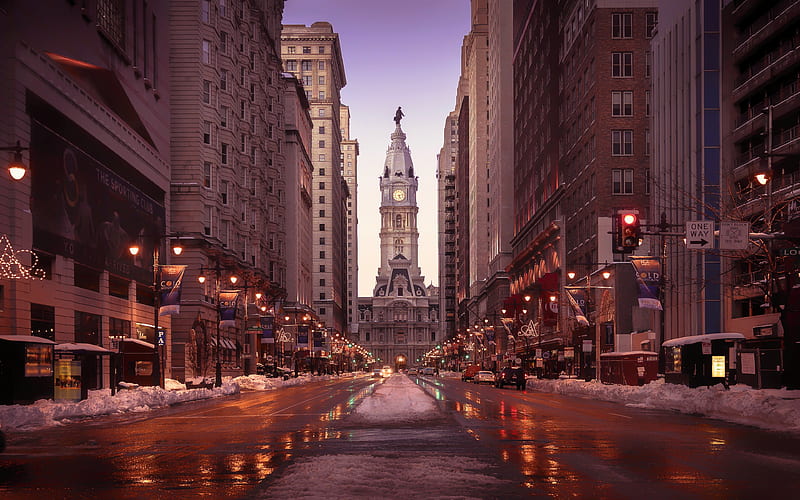 Philadelphia street, Pennsylvania, USA, America, HD wallpaper