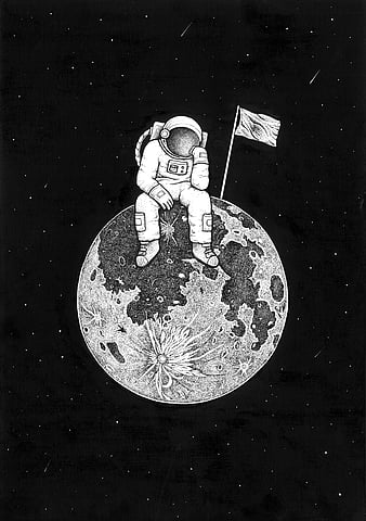 Astronaut drawing Black and White Stock Photos & Images - Alamy