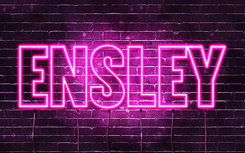 Ensley with names, female names, Ensley name, purple neon lights, horizontal text, with Ensley name, HD wallpaper
