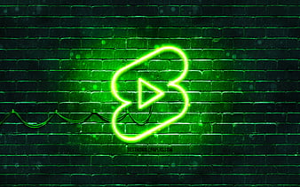 Youtube shorts green logo, , green neon lights, creative, green abstract  background, HD wallpaper | Peakpx