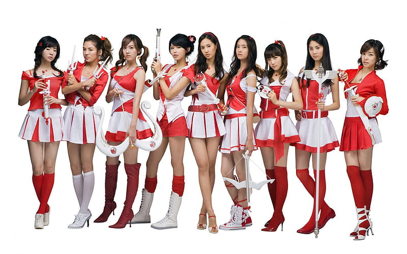 Girls Generation, red, warior, hot, asian, girls, HD wallpaper