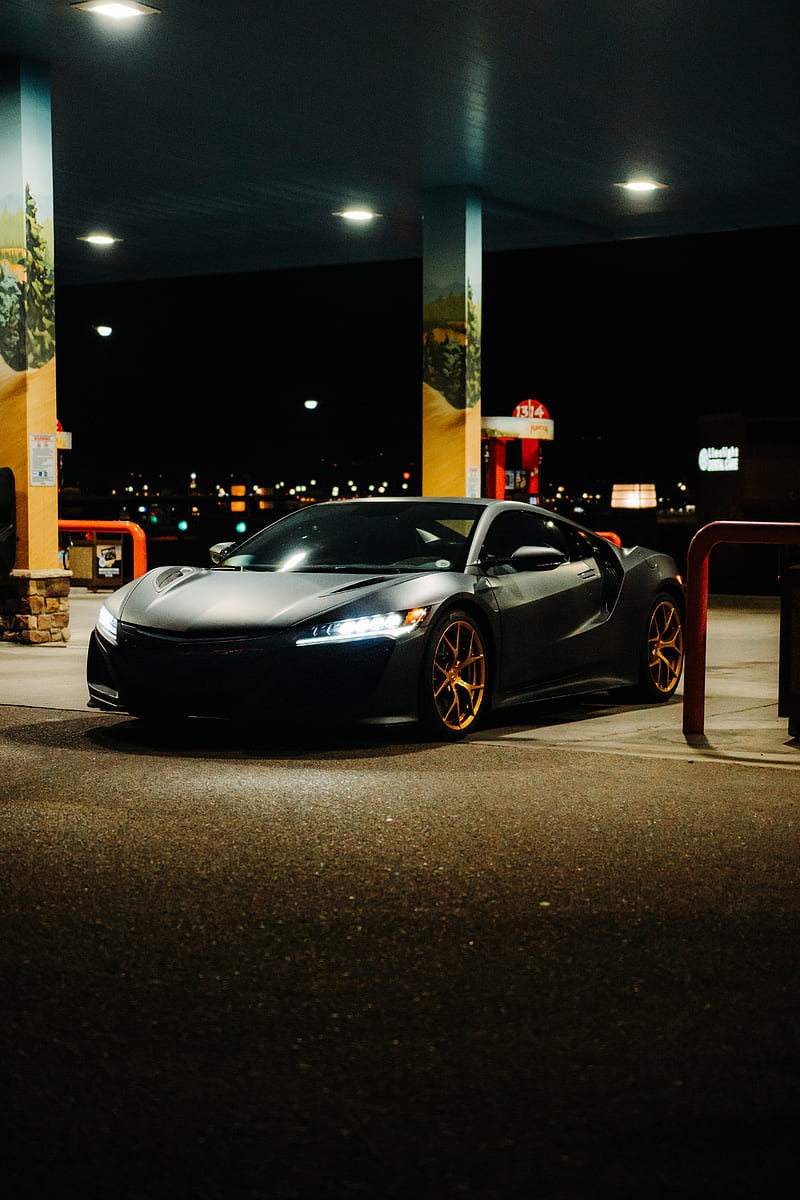 black porsche 911 parked on parking lot during night time, HD phone wallpaper