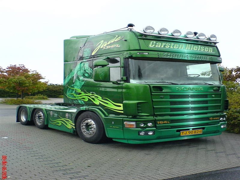 Scania V8, rig, v8, big, green, scania, HD wallpaper