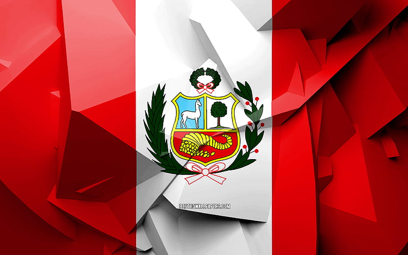 Flag of Peru, geometric art, South American countries, Peruvian flag, creative, Peru, South America, Peru 3D flag, national symbols, HD wallpaper