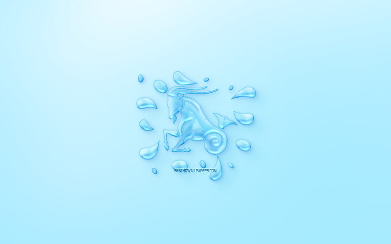 Capricorn Zodiac Sign, horoscope signs, sign of water, Capricorn Sign, astrological sign, Capricorn, blue background, creative water art, HD wallpaper