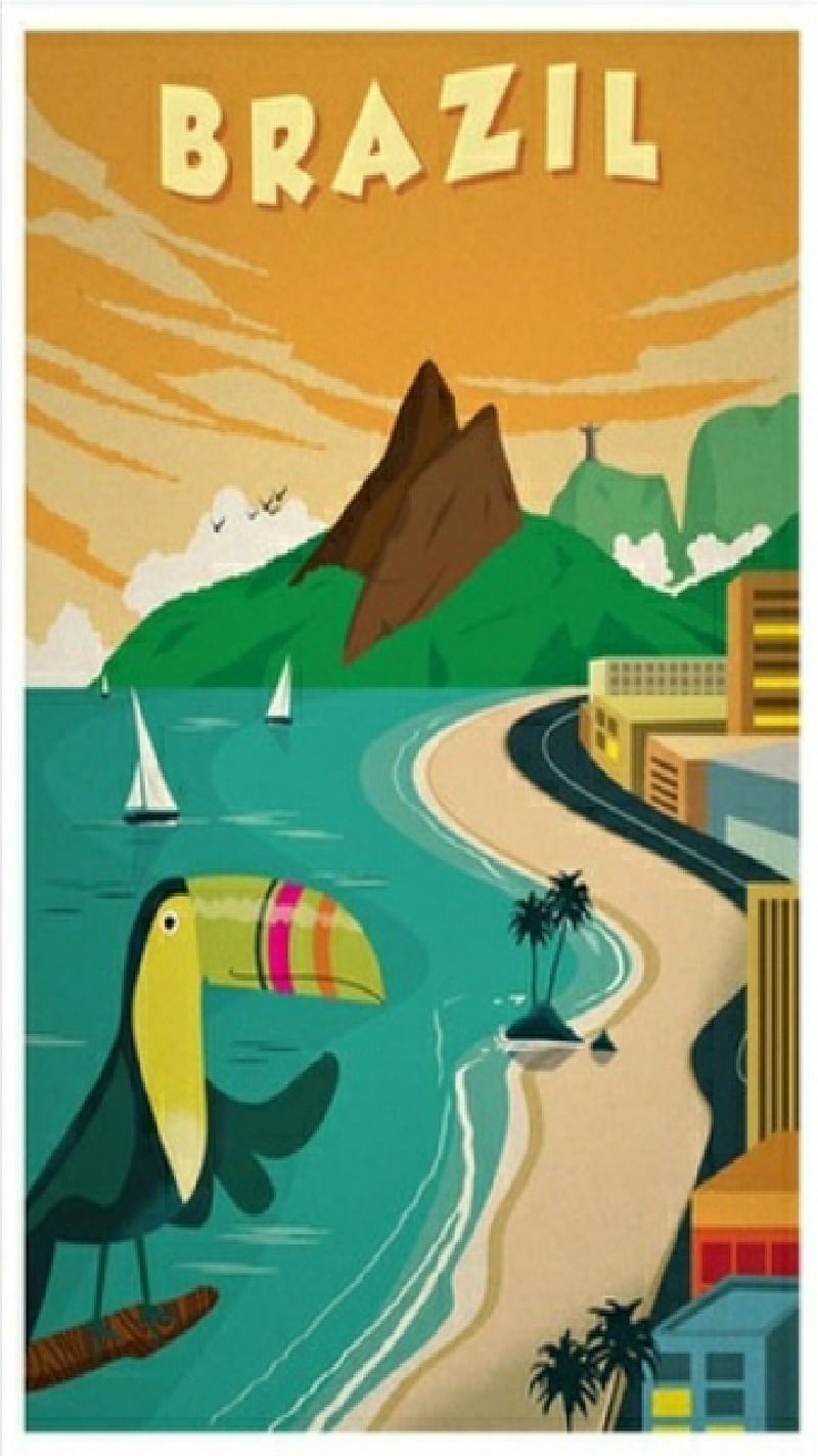 Vintage Brazil, brazil, brochure, destination, invitation, tourist, trabel, vibtage, HD phone wallpaper