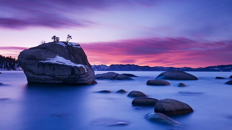 Sunset Bonsai Rock Lake Tahoe Nevada USA Bing, HD wallpaper
