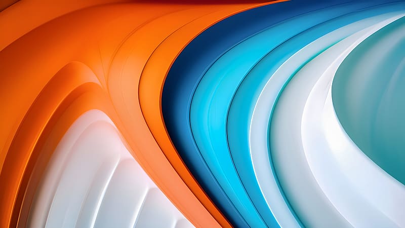 Orange Blue White 3d Paths Circle , abstract, 3d, artist, artwork, digital-art, HD wallpaper