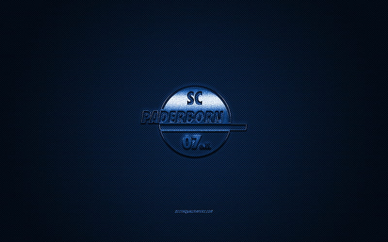 SC Paderborn 07, German football club, Bundesliga, blue logo, blue carbon fiber background, football, Paderborn, Germany, SC Paderborn 07 logo, HD wallpaper