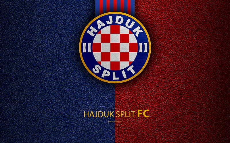 Hajduk Split emblem, Split, Croatia, HNL, logo, football, leather texture, Croatian football club, Croatian Football Championship, T-Com Prva HNL, HD wallpaper