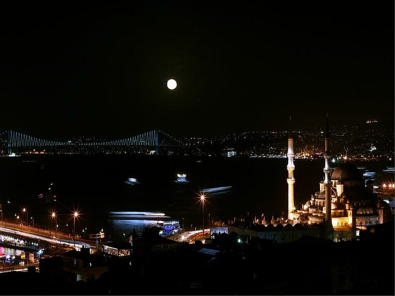 istanbul's amazing night turkey, city, turkey, bridge, istanbul, bosphorus, night, HD wallpaper