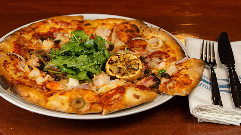 Food, Pizza, Cheese, Lemon, Vegetable, HD wallpaper