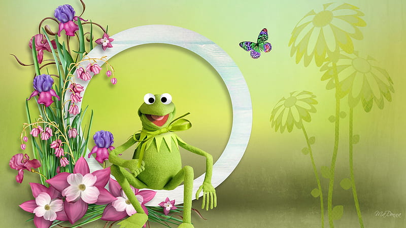 How Green is Frog, frog, butterfly, green, summer, flowers, firefox persona, spring, trees, HD wallpaper