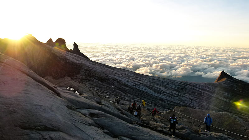 landscape of people standing on mountain, HD wallpaper
