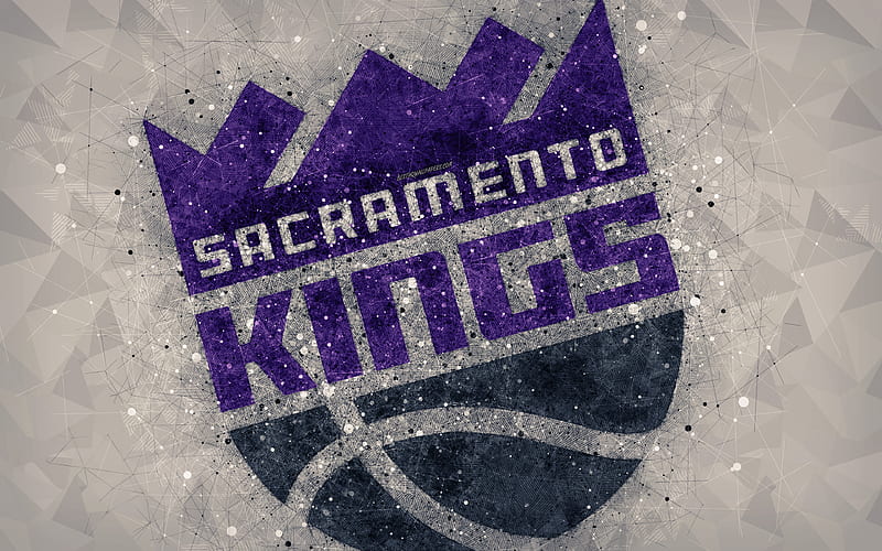 Sacramento Kings creative geometric logo, American basketball club, creative art, NBA, emblem, gray abstract background, mosaic, National Basketball Association, Sacramento, California, USA, basketball, HD wallpaper