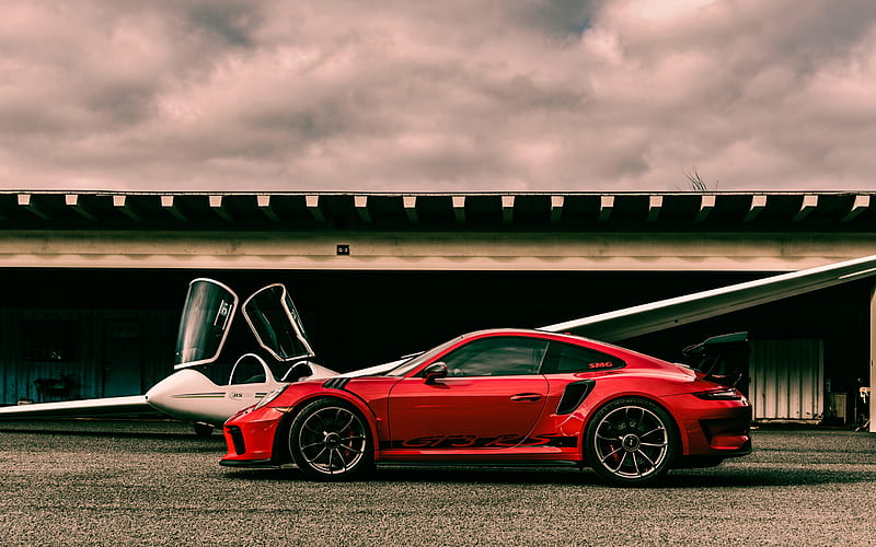 Porsche 911 GT3 RS, 2020, side view, exterior, red sports coupe, red 911 GT3 RS, tuning, race car, German sports cars, Porsche, HD wallpaper