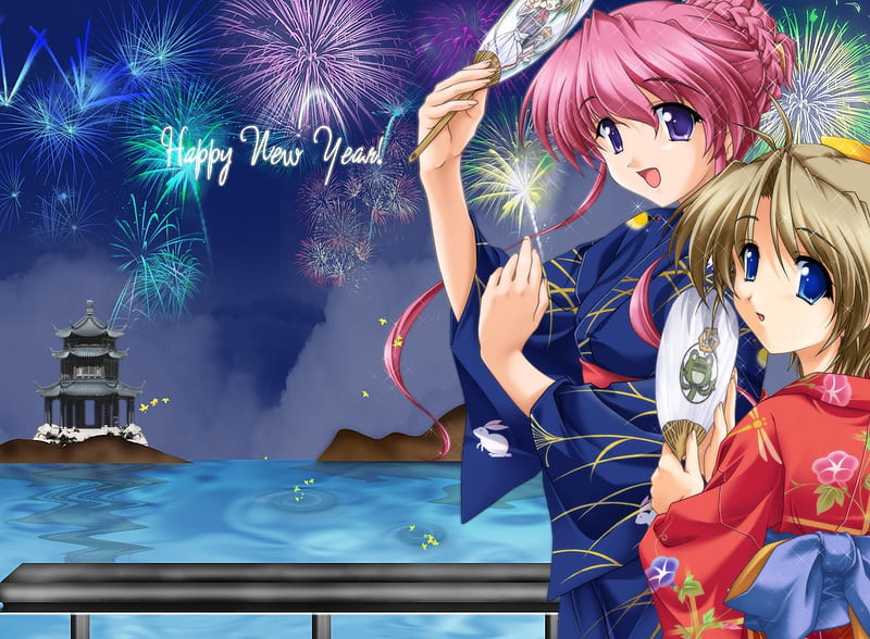 Happy New Year, anime, HD wallpaper | Peakpx