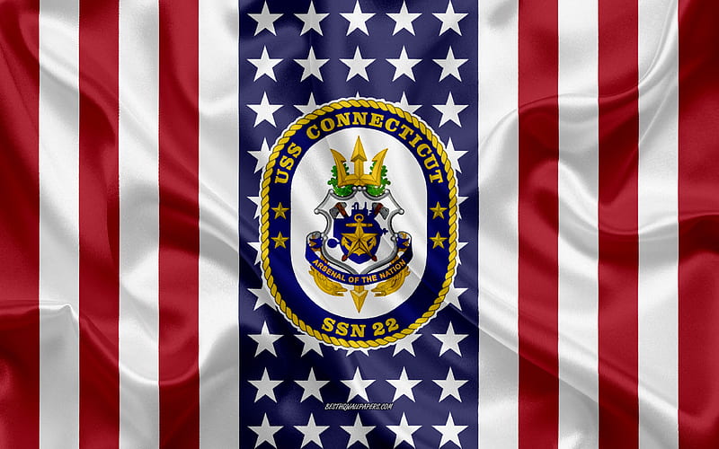 USS Connecticut Emblem, SSN-22, American Flag, US Navy, USA, USS Connecticut Badge, US warship, Emblem of the USS Connecticut, HD wallpaper