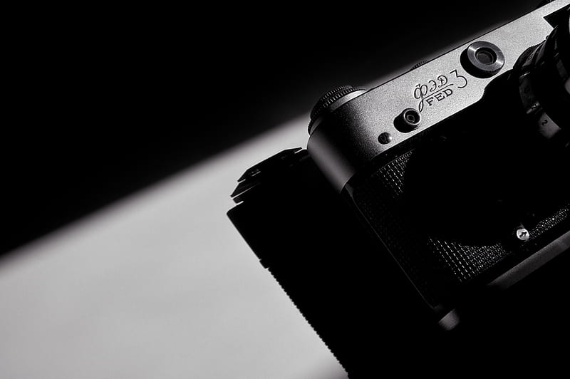black and gray camera on white surface, HD wallpaper