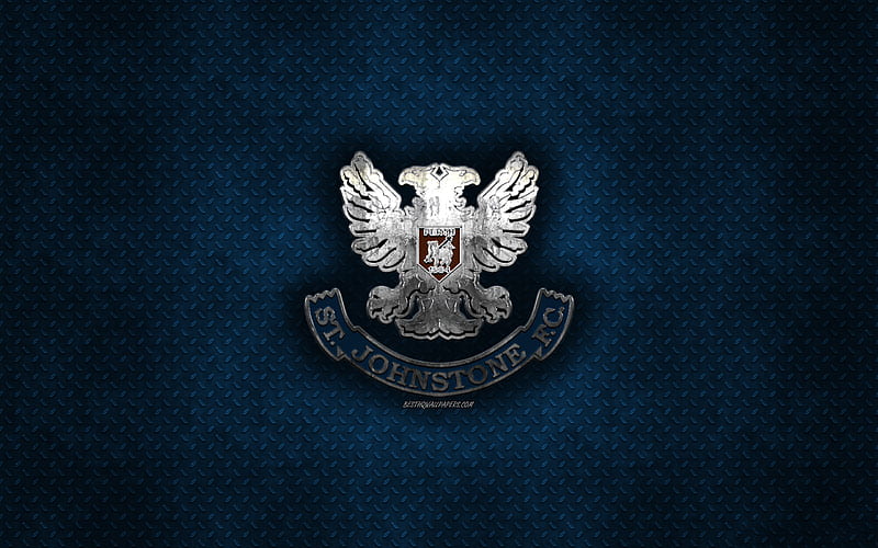 St Johnstone FC, Scottish football club, blue metal texture, metal logo, emblem, Perth, Scotland, Scottish Premiership, creative art, football, HD wallpaper