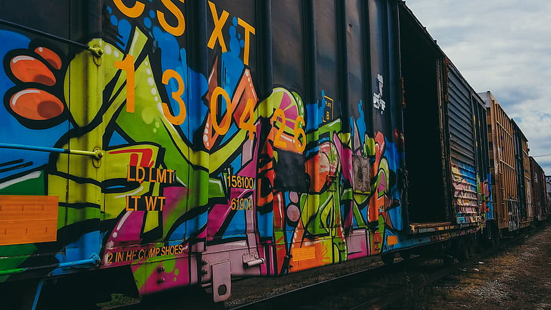 Train paint, art, graffiti, spray paint, tagging, trains, HD wallpaper