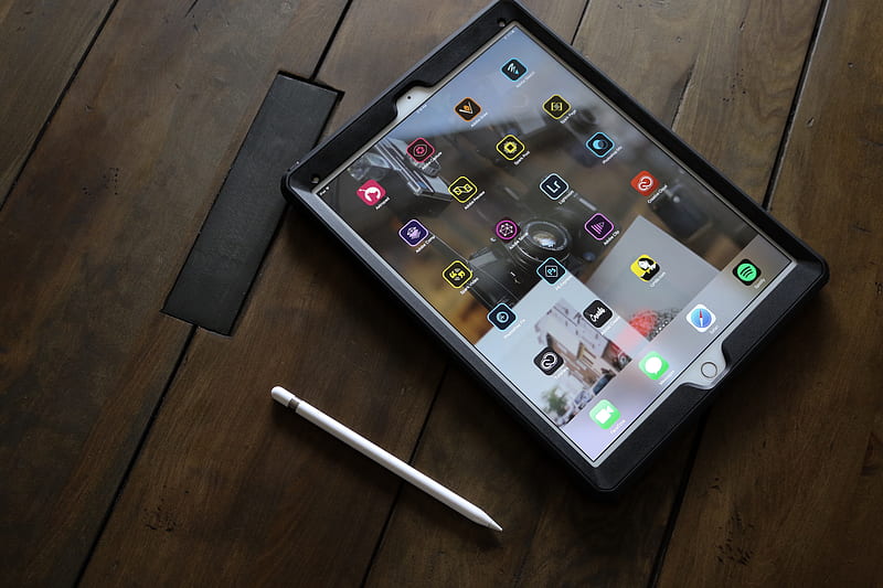 silver iPad with stylus, HD wallpaper