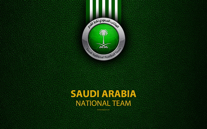 Saudi Arabia football national team leather texture, emblem, logo, The Falcons, Asia, football, Saudi Arabia, HD wallpaper