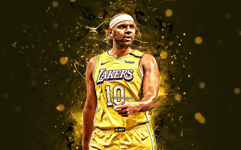 Jared Dudley 2020, NBA, Los Angeles Lakers, basketball stars, Jared Anthony Dudley, yellow neon lights, basketball, LA Lakers, creative, Jared Dudley Lakers, Jared Dudley, HD wallpaper