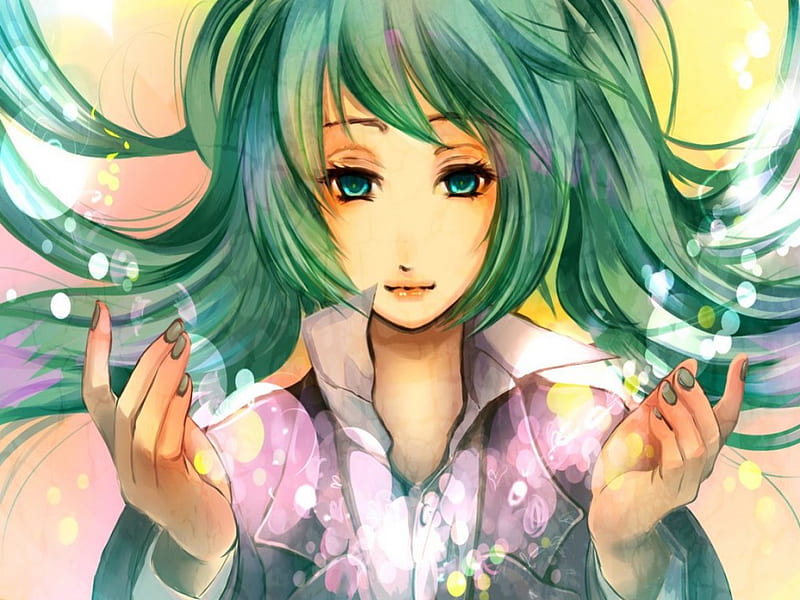 Hatsune Miku, Pretty, Yellow, Anime, Colorful, Green Hair, Sweet, Cute ...