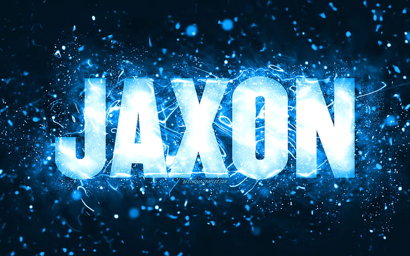 Happy Birtay Jaxon blue neon lights, Jaxon name, creative, Jaxon Happy Birtay, Jaxon Birtay, popular american male names, with Jaxon name, Jaxon, HD wallpaper