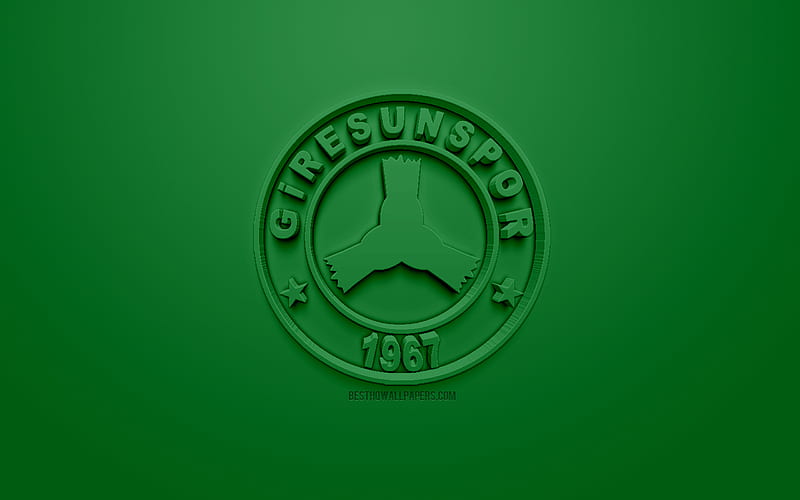 Giresunspor, creative 3D logo, green background, 3d emblem, Turkish Football club, 1 Lig, Giresun, Turkey, TFF First League, 3d art, football, 3d logo, HD wallpaper