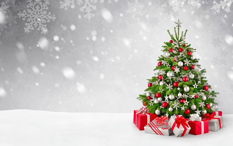 Merry Christmas!, red, craciun, christmas, winter, card, tree, green, snow,  white, HD wallpaper | Peakpx