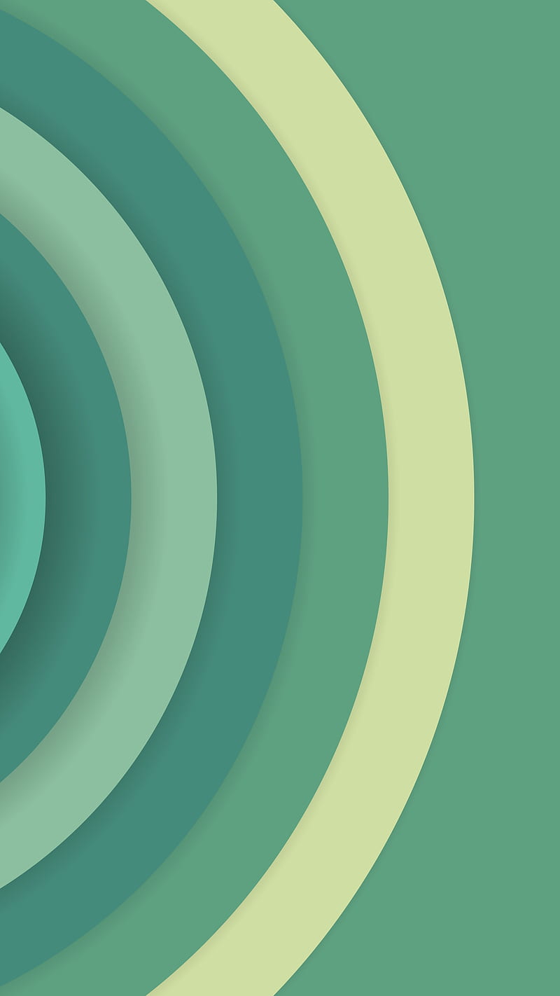 Arcs 1, abstraction, circles, green, layers, mint, pastel, shadows, HD phone wallpaper