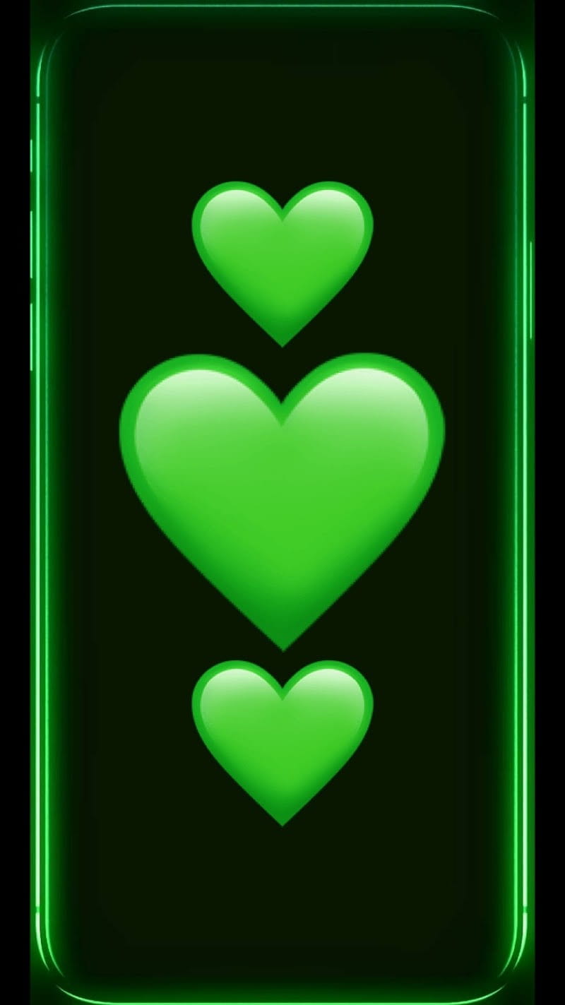 Green hearts, black, HD phone wallpaper