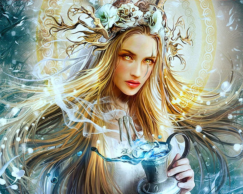 Fantasy Girl, magical, fantasy, woman, potion, HD wallpaper