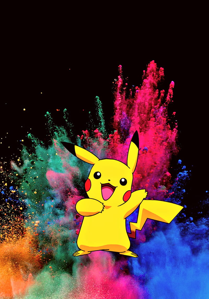 Pikachu, black, cute pokemon, red, super, teams yellow, HD phone ...