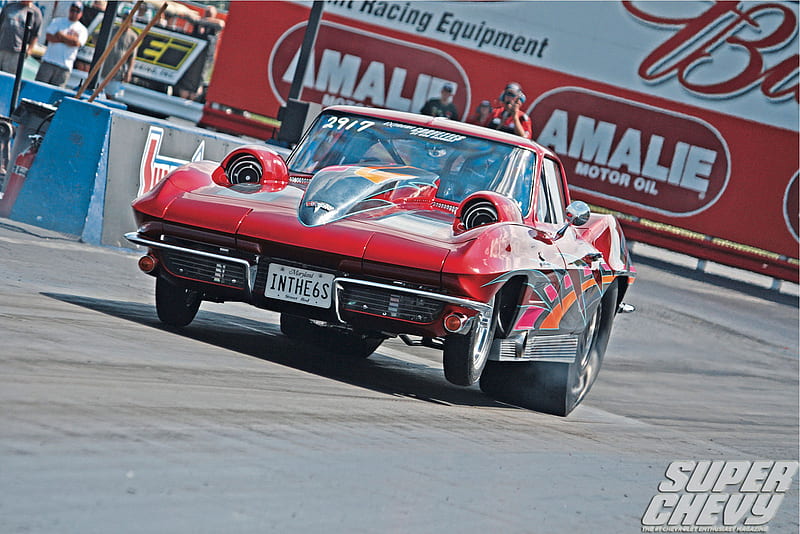 1963-Pro-Street-Corvette, gm, chevy, red, race, HD wallpaper