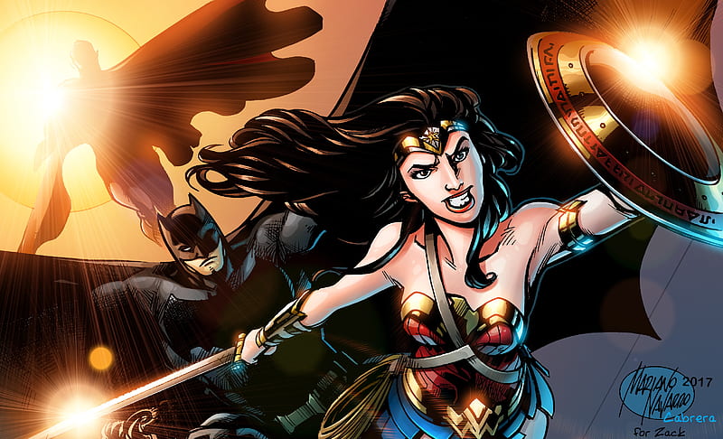 Justice League Wonder Woman Superman Batman, justice-league, wonder-woman, superman, batman, superheroes, artwork, HD wallpaper